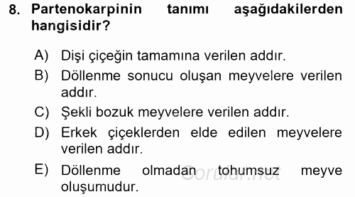 Örtü Altı Üretim Sistemleri 2015 - 2016 Dönem Sonu Sınavı 8.Soru