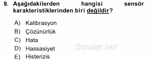 Örtü Altı Üretim Sistemleri 2015 - 2016 Dönem Sonu Sınavı 9.Soru