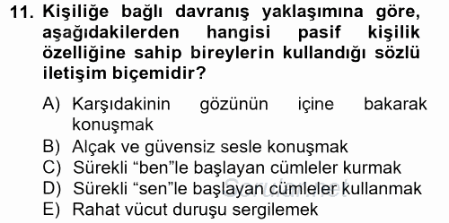 Kültürlerarası İletişim 2014 - 2015 Tek Ders Sınavı 11.Soru