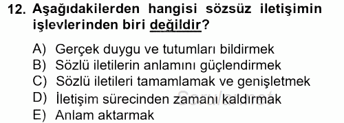 Kültürlerarası İletişim 2014 - 2015 Tek Ders Sınavı 12.Soru