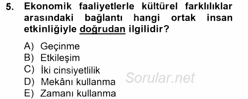 Kültürlerarası İletişim 2014 - 2015 Tek Ders Sınavı 5.Soru