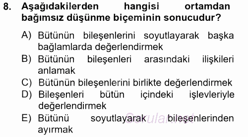 Kültürlerarası İletişim 2014 - 2015 Tek Ders Sınavı 8.Soru