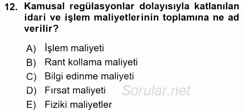 Kamu Ekonomisi 1 2015 - 2016 Ara Sınavı 12.Soru