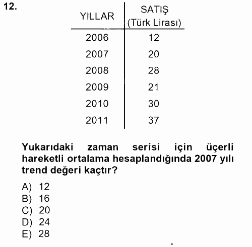 İstatistik 2 2012 - 2013 Dönem Sonu Sınavı 12.Soru