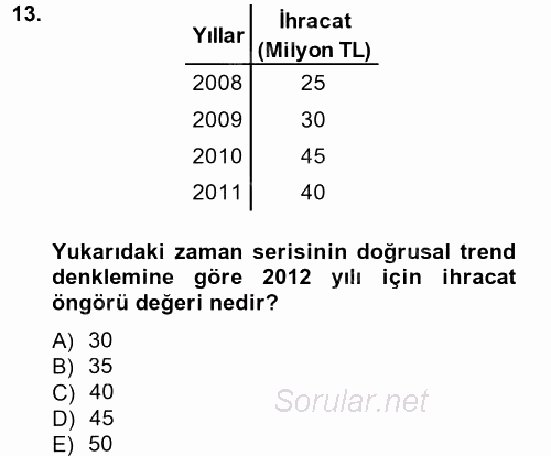 İstatistik 2 2012 - 2013 Dönem Sonu Sınavı 13.Soru