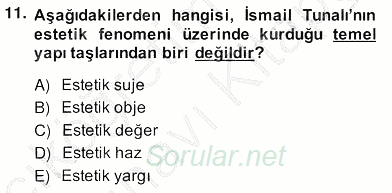 Türkiye´de Felsefenin Gelişimi 2 2013 - 2014 Ara Sınavı 11.Soru