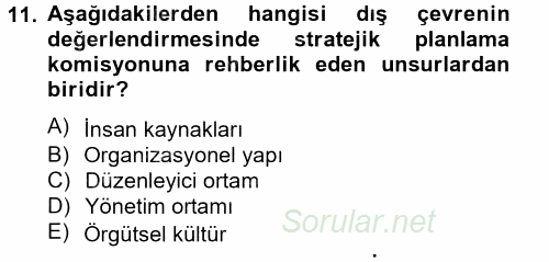 Sağlık Hizmetleri Pazarlaması 2014 - 2015 Ara Sınavı 11.Soru