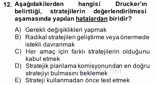 Sağlık Hizmetleri Pazarlaması 2014 - 2015 Ara Sınavı 12.Soru