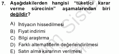 Sağlık Hizmetleri Pazarlaması 2014 - 2015 Ara Sınavı 7.Soru
