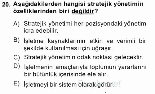 Maliyet Yönetimi 2014 - 2015 Dönem Sonu Sınavı 20.Soru