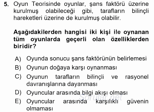 Uluslararası İlişkiler Kuramları 1 2017 - 2018 Dönem Sonu Sınavı 5.Soru