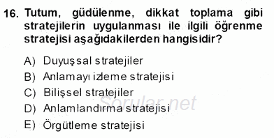 Öğretim İlke Ve Yöntemleri 2013 - 2014 Ara Sınavı 16.Soru