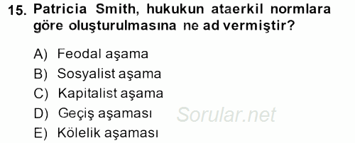 Toplumsal Cinsiyet Sosyolojisi 2013 - 2014 Tek Ders Sınavı 15.Soru