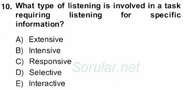 Yabancı Dil Öğretiminde Ölçme Ve Değerlendirme 2 2013 - 2014 Ara Sınavı 10.Soru