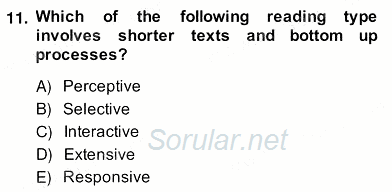 Yabancı Dil Öğretiminde Ölçme Ve Değerlendirme 2 2013 - 2014 Ara Sınavı 11.Soru