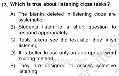 Yabancı Dil Öğretiminde Ölçme Ve Değerlendirme 2 2013 - 2014 Ara Sınavı 13.Soru