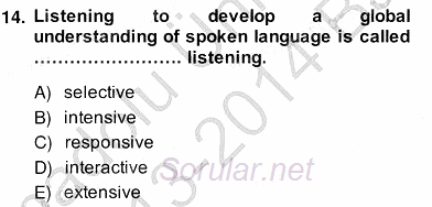 Yabancı Dil Öğretiminde Ölçme Ve Değerlendirme 2 2013 - 2014 Ara Sınavı 14.Soru