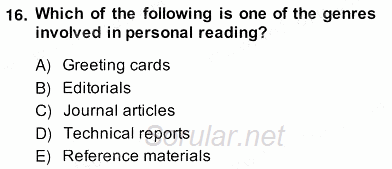 Yabancı Dil Öğretiminde Ölçme Ve Değerlendirme 2 2013 - 2014 Ara Sınavı 16.Soru