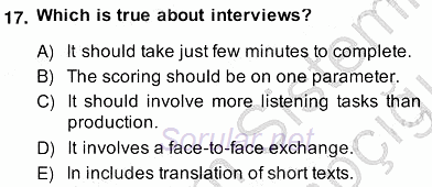 Yabancı Dil Öğretiminde Ölçme Ve Değerlendirme 2 2013 - 2014 Ara Sınavı 17.Soru