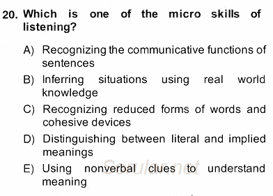 Yabancı Dil Öğretiminde Ölçme Ve Değerlendirme 2 2013 - 2014 Ara Sınavı 20.Soru