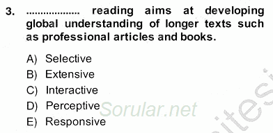 Yabancı Dil Öğretiminde Ölçme Ve Değerlendirme 2 2013 - 2014 Ara Sınavı 3.Soru
