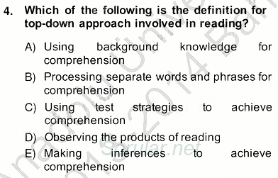 Yabancı Dil Öğretiminde Ölçme Ve Değerlendirme 2 2013 - 2014 Ara Sınavı 4.Soru
