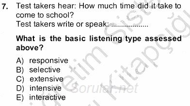 Yabancı Dil Öğretiminde Ölçme Ve Değerlendirme 2 2013 - 2014 Ara Sınavı 7.Soru