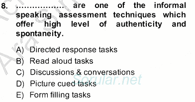 Yabancı Dil Öğretiminde Ölçme Ve Değerlendirme 2 2013 - 2014 Ara Sınavı 8.Soru