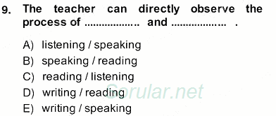 Yabancı Dil Öğretiminde Ölçme Ve Değerlendirme 2 2013 - 2014 Ara Sınavı 9.Soru