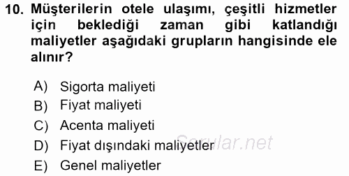 Hizmet Tasarımı 2016 - 2017 Dönem Sonu Sınavı 10.Soru