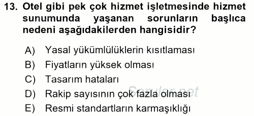 Hizmet Tasarımı 2016 - 2017 Dönem Sonu Sınavı 13.Soru