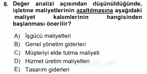 Hizmet Tasarımı 2016 - 2017 Dönem Sonu Sınavı 8.Soru