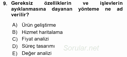 Hizmet Tasarımı 2016 - 2017 Dönem Sonu Sınavı 9.Soru