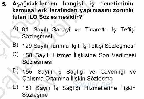 Çalışma Yaşamının Denetimi 2014 - 2015 Ara Sınavı 5.Soru