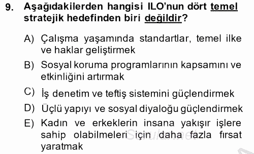 Çalışma Yaşamının Denetimi 2014 - 2015 Ara Sınavı 9.Soru