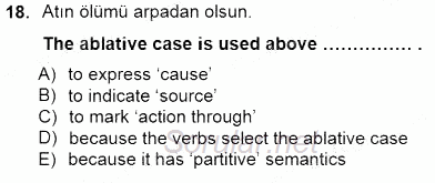 Türkçe Ses Ve Biçim Bilgisi 2012 - 2013 Dönem Sonu Sınavı 18.Soru