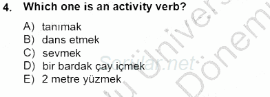 Türkçe Ses Ve Biçim Bilgisi 2012 - 2013 Dönem Sonu Sınavı 4.Soru