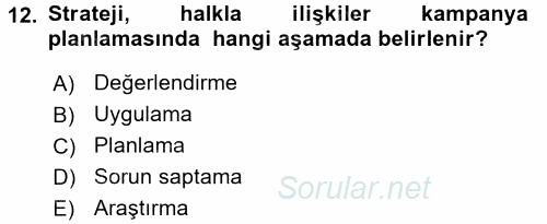 Halkla İlişkiler 2016 - 2017 Ara Sınavı 12.Soru