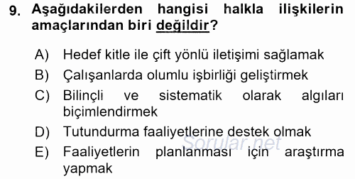 Halkla İlişkiler 2016 - 2017 Ara Sınavı 9.Soru