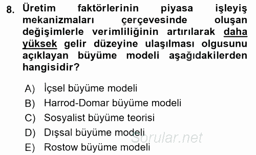 Maliye Politikası 2 2015 - 2016 Ara Sınavı 8.Soru