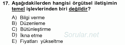 İş ve Yaşamda Motivasyon 2012 - 2013 Ara Sınavı 17.Soru