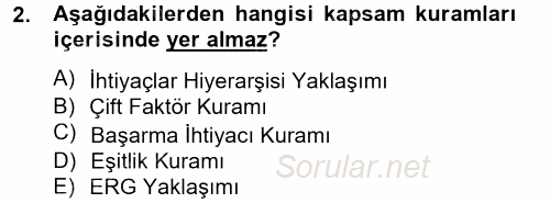 İş ve Yaşamda Motivasyon 2012 - 2013 Ara Sınavı 2.Soru