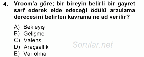 İş ve Yaşamda Motivasyon 2012 - 2013 Ara Sınavı 4.Soru