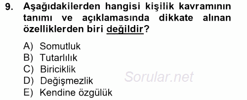 İş ve Yaşamda Motivasyon 2012 - 2013 Ara Sınavı 9.Soru