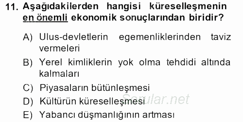 Turizm Sosyolojisi 2014 - 2015 Dönem Sonu Sınavı 11.Soru