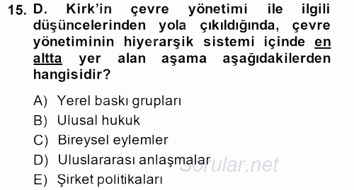 Turizm Sosyolojisi 2014 - 2015 Dönem Sonu Sınavı 15.Soru