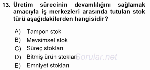 Uluslararası Lojistik 2017 - 2018 3 Ders Sınavı 13.Soru