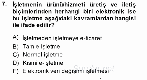 Muhasebede Bilgi Yönetimi 2014 - 2015 Ara Sınavı 7.Soru