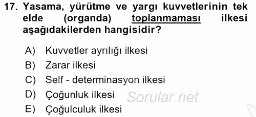 İnsan Hakları ve Demokratikleşme Süreci 2016 - 2017 3 Ders Sınavı 17.Soru
