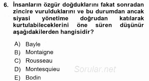 İnsan Hakları ve Demokratikleşme Süreci 2016 - 2017 3 Ders Sınavı 6.Soru